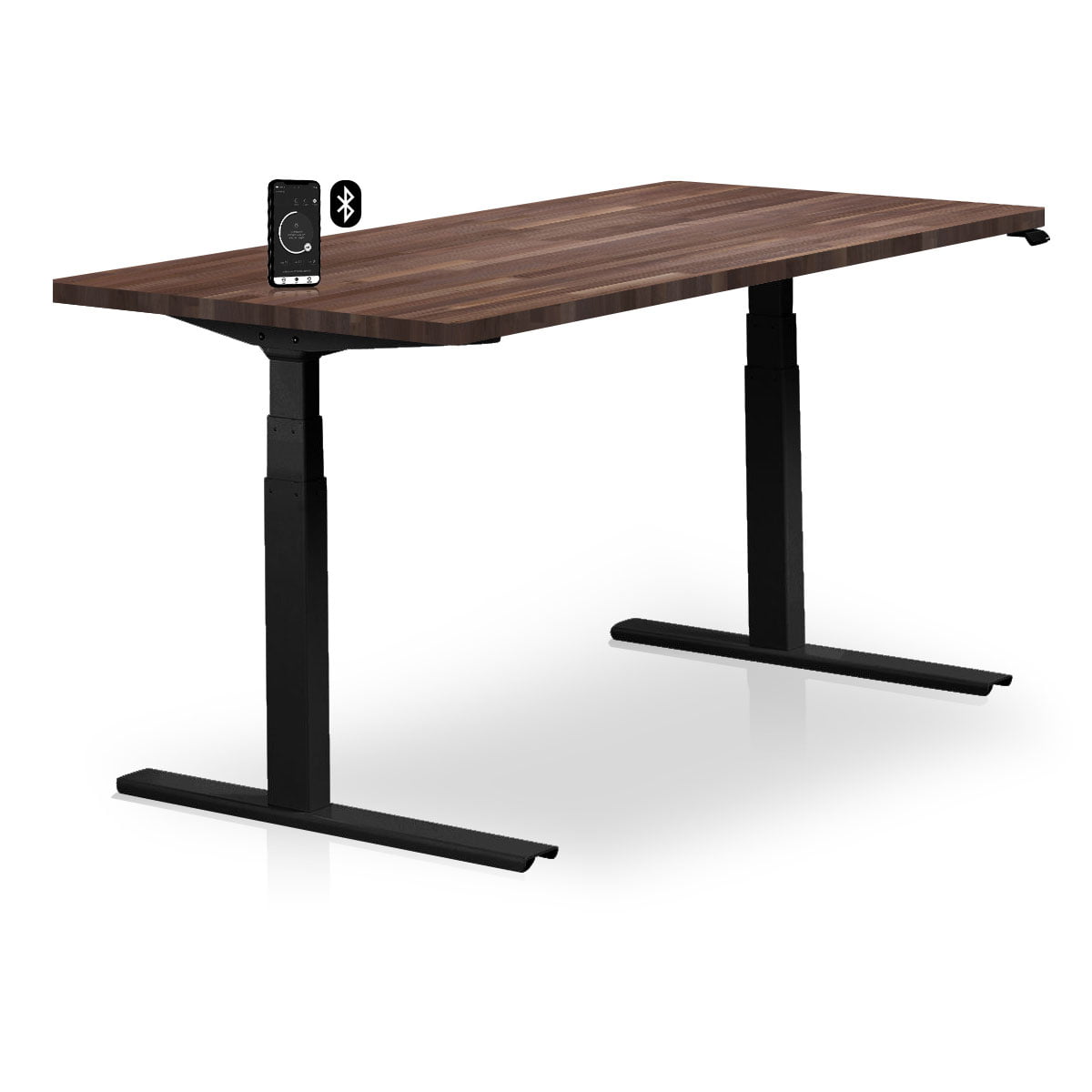 Height adjustable sit-stand desk with natural wood finish - eDesk Factory